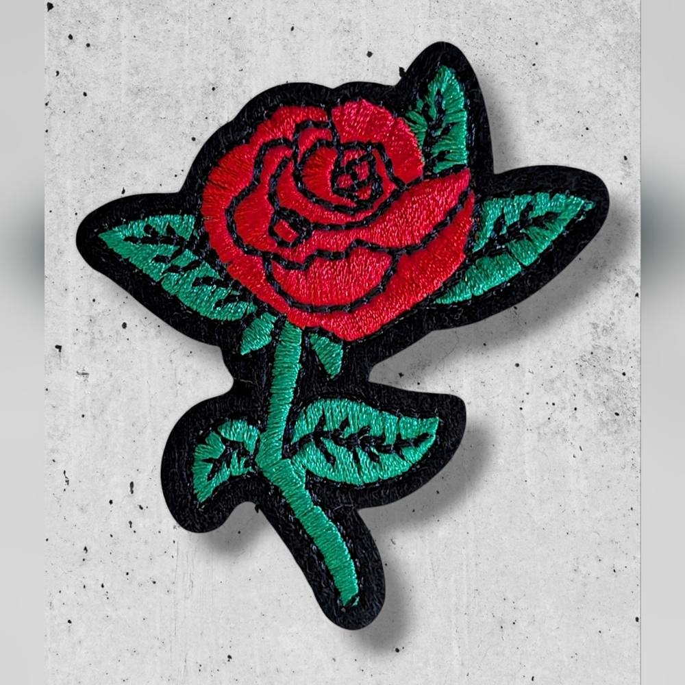🔥 NWT Rare Goth Punk Rose Iron On Patch Biker Vest